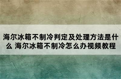 海尔冰箱不制冷判定及处理方法是什么 海尔冰箱不制冷怎么办视频教程